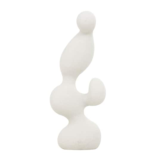 18&#x22; White Polystone Abstract Curved Shaped Sculpture D&#xE9;cor
